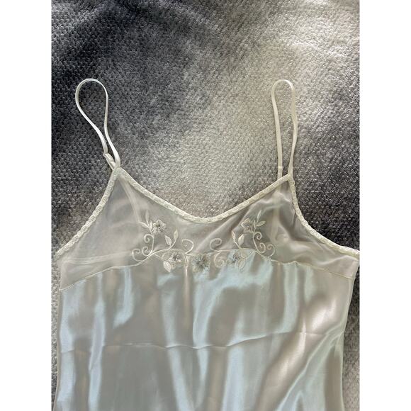 Vintage Intimo Amore Nightgown Sexy Satin Like Lace White Slip 90s Size Medium - Picture 5 of 11